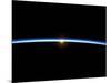 The Thin Line of Earth's Atmosphere and the Setting Sun-null-Mounted Photographic Print