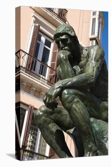 The Thinker Bronze Sculpture by Auguste Rodin 1840 to 1917 Calle Marques De Larios Malaga Costa Del-Auguste Rodin-Stretched Canvas