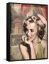 The Thinker Red Lips-Chris Consani-Framed Stretched Canvas