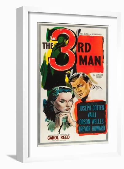 The Third Man, Alida Valli, Joseph Cotten on US poster art, 1949-null-Framed Premium Giclee Print