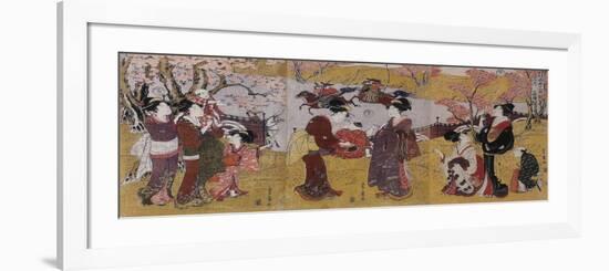 The Third Month, Triptych (From the Series Twelve Months by Two-Utagawa Toyohiro-Framed Giclee Print