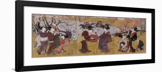 The Third Month, Triptych (From the Series Twelve Months by Two-Utagawa Toyohiro-Framed Giclee Print