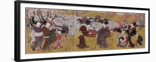 The Third Month, Triptych (From the Series Twelve Months by Two-Utagawa Toyohiro-Framed Giclee Print