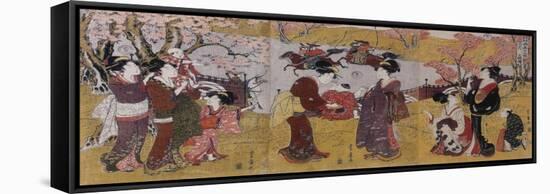 The Third Month, Triptych (From the Series Twelve Months by Two-Utagawa Toyohiro-Framed Stretched Canvas