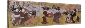 The Third Month, Triptych (From the Series Twelve Months by Two-Utagawa Toyohiro-Stretched Canvas