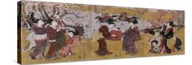 The Third Month, Triptych (From the Series Twelve Months by Two-Utagawa Toyohiro-Stretched Canvas