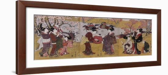 The Third Month, Triptych (From the Series Twelve Months by Two-Utagawa Toyohiro-Framed Giclee Print