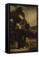 The Thracian Girl Carrying the Head of Orpheus, c.1865-Gustave Moreau-Framed Stretched Canvas