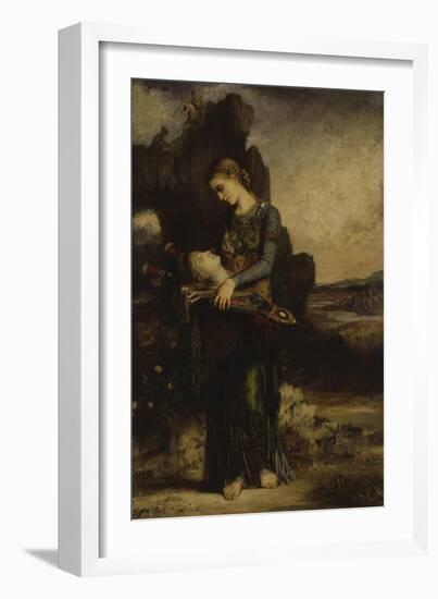 The Thracian Girl Carrying the Head of Orpheus, c.1865-Gustave Moreau-Framed Giclee Print