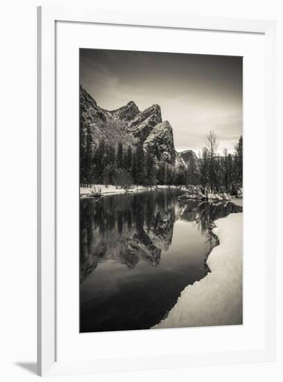 The Three Brothers above the Merced River in winter, Yosemite National Park, California, USA-Russ Bishop-Framed Premium Photographic Print