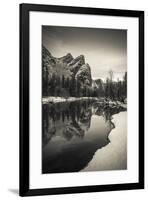 The Three Brothers above the Merced River in winter, Yosemite National Park, California, USA-Russ Bishop-Framed Premium Photographic Print