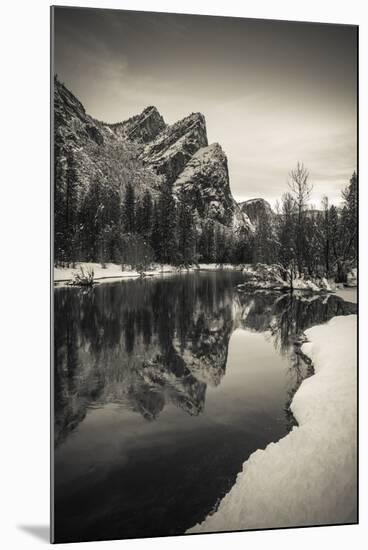 The Three Brothers above the Merced River in winter, Yosemite National Park, California, USA-Russ Bishop-Mounted Premium Photographic Print