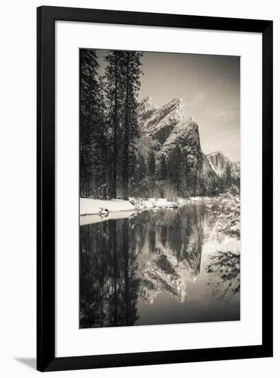 The Three Brothers above the Merced River in winter, Yosemite National Park, California, USA-Russ Bishop-Framed Premium Photographic Print