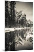 The Three Brothers above the Merced River in winter, Yosemite National Park, California, USA-Russ Bishop-Mounted Photographic Print