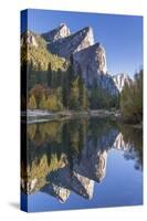 The Three Brothers Reflected in the Merced River at Dawn, Yosemite Valley, California-Adam Burton-Stretched Canvas