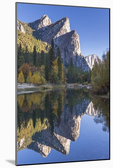 The Three Brothers Reflected in the Merced River at Dawn, Yosemite Valley, California-Adam Burton-Mounted Photographic Print