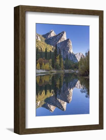 The Three Brothers Reflected in the Merced River at Dawn, Yosemite Valley, California-Adam Burton-Framed Photographic Print