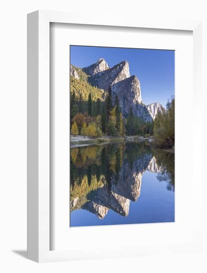 The Three Brothers Reflected in the Merced River at Dawn, Yosemite Valley, California-Adam Burton-Framed Photographic Print