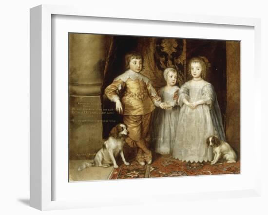 The Three Children of Charles I, 1635-Sir Anthony Van Dyck-Framed Giclee Print