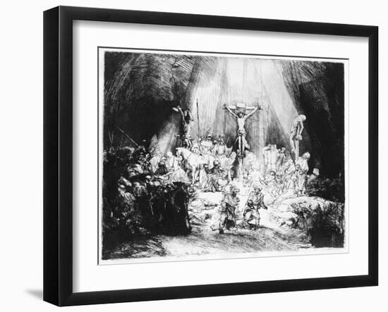 The Three Crosses, 1653 (Drypoint)-Rembrandt van Rijn-Framed Giclee Print