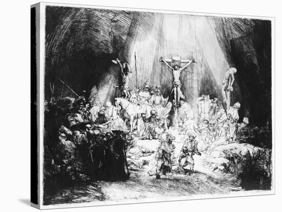 The Three Crosses, 1653 (Drypoint)-Rembrandt van Rijn-Stretched Canvas