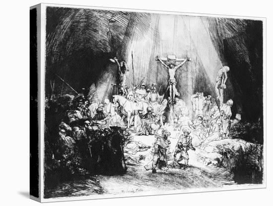 The Three Crosses, 1653 (Drypoint)-Rembrandt van Rijn-Stretched Canvas