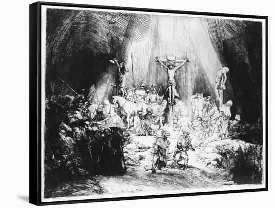 The Three Crosses, 1653 (Drypoint)-Rembrandt van Rijn-Framed Stretched Canvas