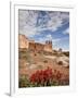 The Three Gossips and Common Paintbrush (Castilleja Chromosa), Arches National Park, Utah, USA-James Hager-Framed Photographic Print