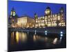 The Three Graces at Dusk, Cunard Building, Port of Liverpool Building, UNESCO World Heritage Site,-Chris Hepburn-Mounted Photographic Print