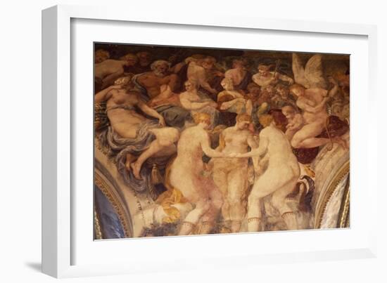 The Three Graces Dance before Gods' Assembly Fresco-Francesco Primaticcio-Framed Giclee Print