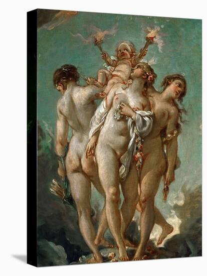 The Three Graces Holding Cupid-François Boucher-Stretched Canvas