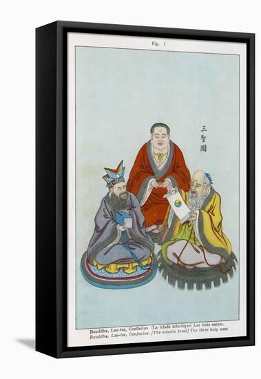 The Three Great Chinese Teachers of Spiritual Wisdom, Buddha Lao-Tzu and Confucius-null-Framed Stretched Canvas