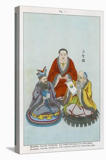 The Three Great Chinese Teachers of Spiritual Wisdom, Buddha Lao-Tzu and Confucius-null-Stretched Canvas