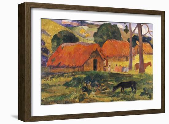 The Three Huts, Tahiti, 1891-92-Paul Gauguin-Framed Giclee Print