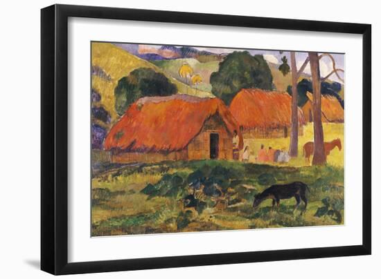 The Three Huts, Tahiti, 1891-92-Paul Gauguin-Framed Giclee Print