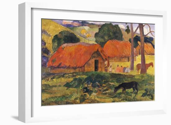 The Three Huts, Tahiti, 1891-92-Paul Gauguin-Framed Giclee Print