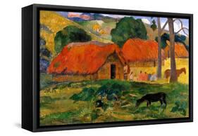 The Three Huts, Tahiti by Gauguin-Paul Gauguin-Framed Stretched Canvas