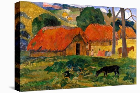 The Three Huts, Tahiti by Gauguin-Paul Gauguin-Stretched Canvas