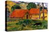 The Three Huts, Tahiti by Gauguin-Paul Gauguin-Stretched Canvas