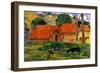 The Three Huts, Tahiti by Gauguin-Paul Gauguin-Framed Giclee Print