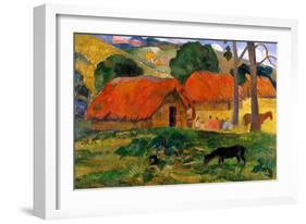 The Three Huts, Tahiti by Gauguin-Paul Gauguin-Framed Giclee Print