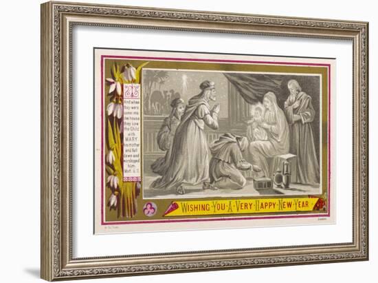 The Three Magi Give Jesus His Birthday Presents-null-Framed Art Print