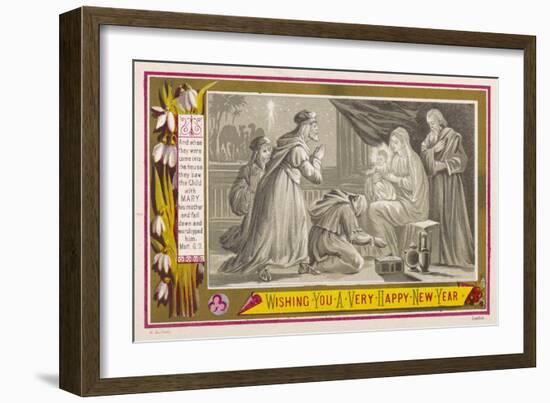 The Three Magi Give Jesus His Birthday Presents-null-Framed Art Print