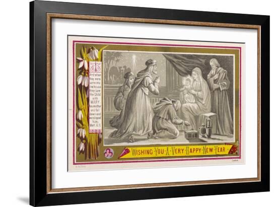 The Three Magi Give Jesus His Birthday Presents--Framed Art Print