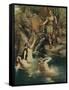 The Three Maidens Swam Close to the Shore-Ferdinand Lecke-Framed Stretched Canvas