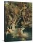 The Three Maidens Swam Close to the Shore-Ferdinand Lecke-Stretched Canvas