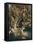 The Three Maidens Swam Close to the Shore-Ferdinand Lecke-Framed Stretched Canvas