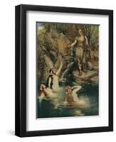 The Three Maidens Swam Close to the Shore-Ferdinand Lecke-Framed Giclee Print