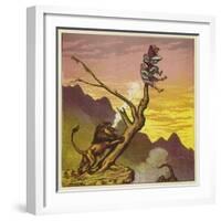 The Three Mariners Escape a Lion by Climbing a Tree-Ernest Henry Griset-Framed Giclee Print