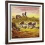 The Three Mariners Fleeing a Giant Snake-Ernest Henry Griset-Framed Giclee Print